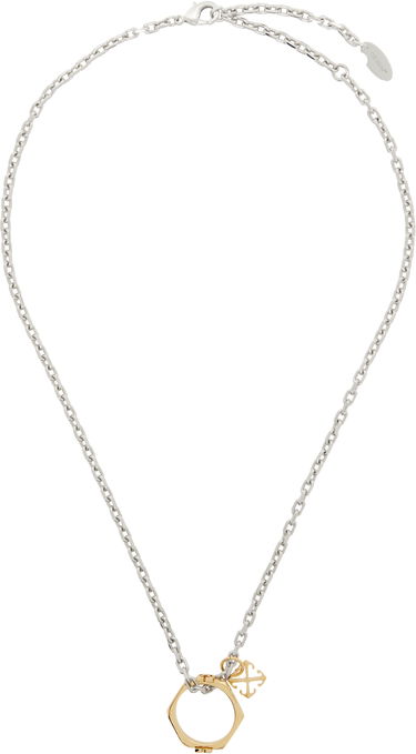Колие Off-White Silver & Gold Chain With Pendant Necklace Металик | OMOB15NS25MET0017276, 0
