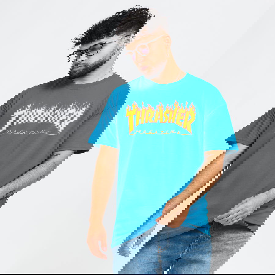 Тениска Thrasher Flame Logo Tee Синьо | 074608, 0