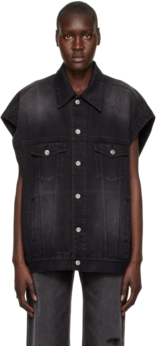 Жилетка We11done We11done Horror Movie Sleeveless Denim Jacket Черно | WD-DV3-22-384-U-BK, 0