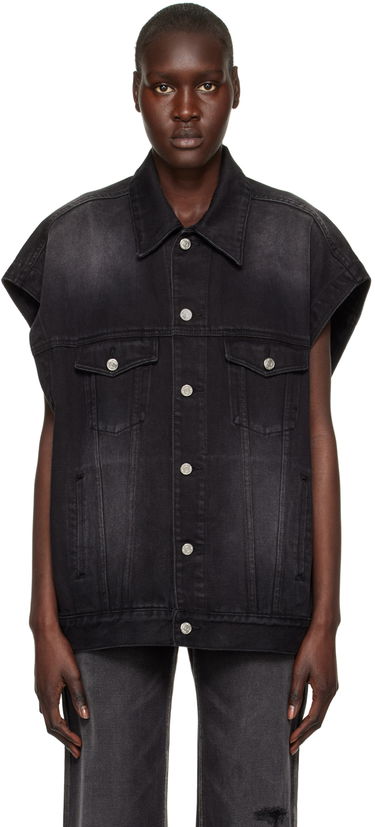 Жилетка We11done We11done Horror Movie Sleeveless Denim Jacket Черно | WD-DV3-22-384-U-BK, 0