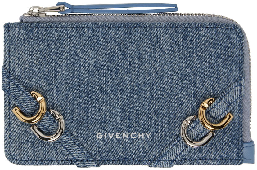 Портфейл Givenchy Voyou Zipped Denim Card Holder Синьо | BB60LSB20G420