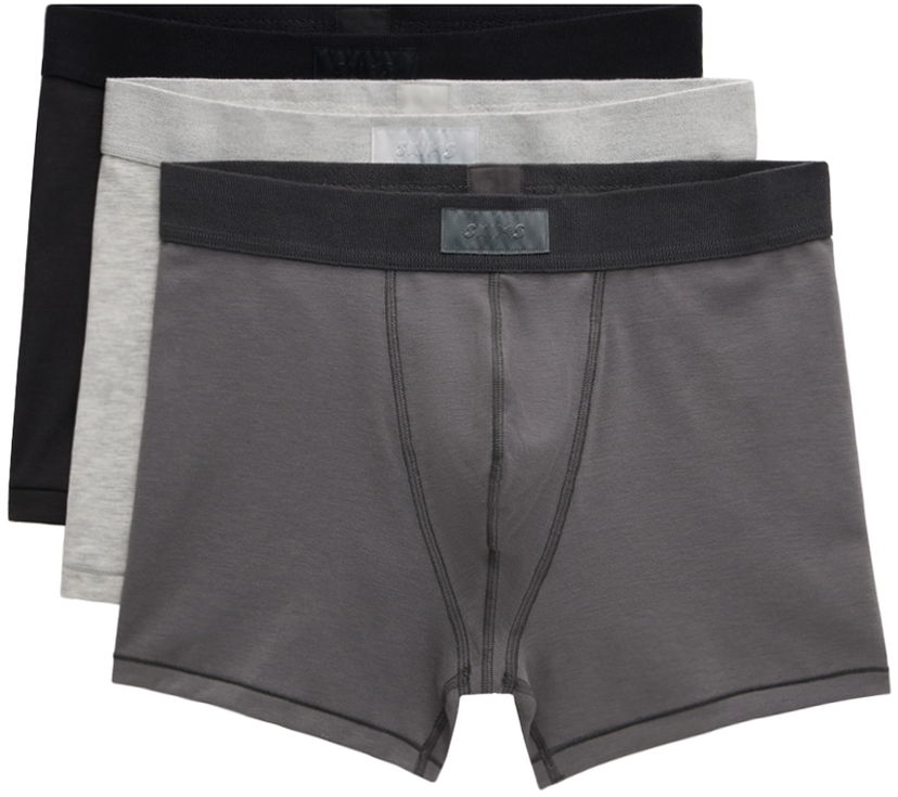 Боксерки SKIMS Three-Pack Cotton Boxer Briefs Сиво | BO-BBR-5634M