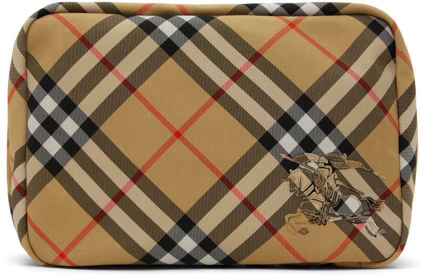 Чанта за пътуване Burberry Check Travel Pouch Бежово | 8092707, 0