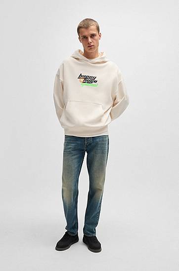 Суитчър BOSS Happy HUGO Oversized Cotton-Terry Hoodie Бяло | 50536113, 1