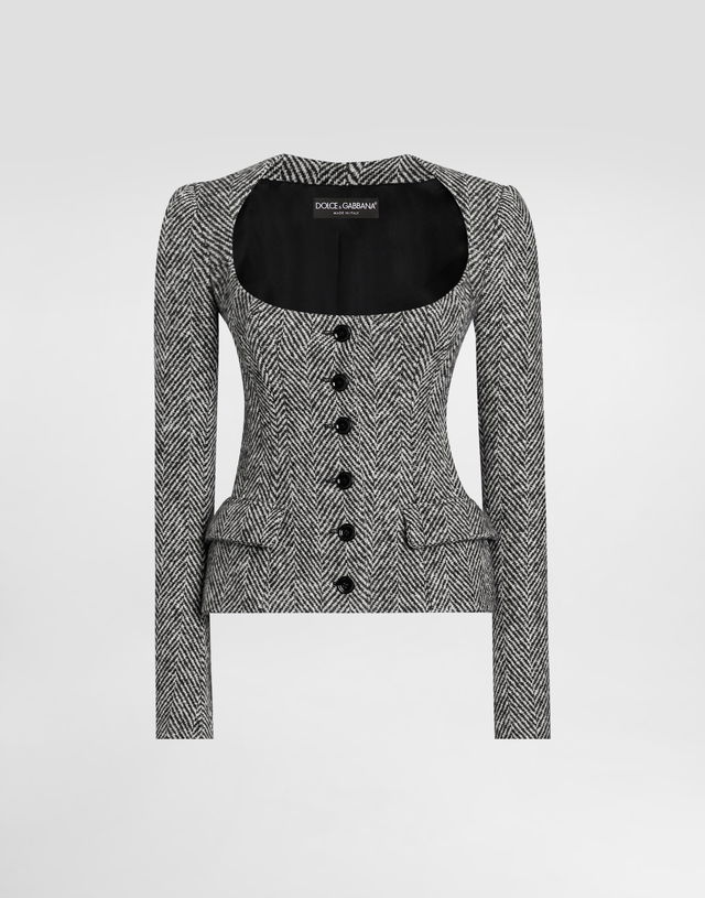 Dolce & Gabbana Women's Single-Breasted Chevron Wool Jacket