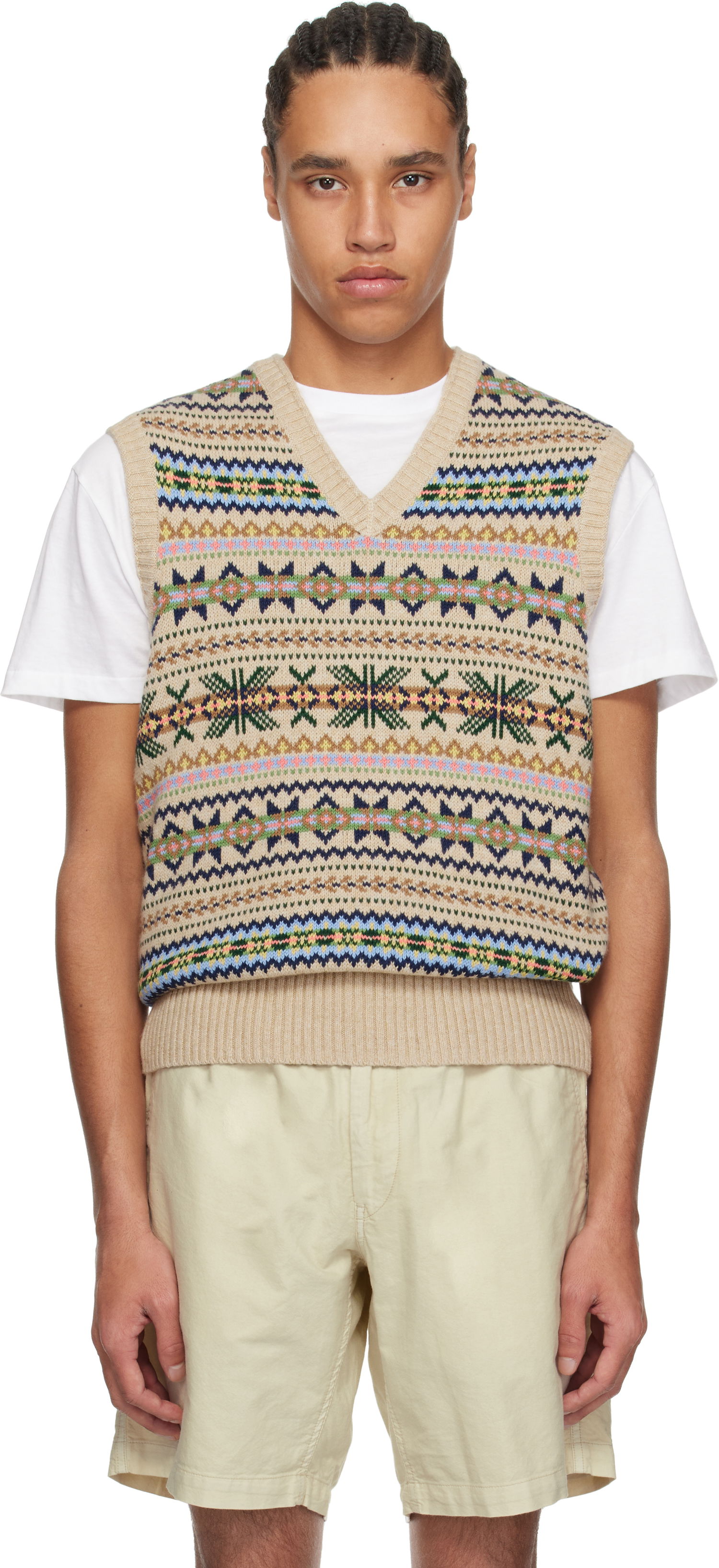 Пуловер Polo by Ralph Lauren Polo Ralph Lauren Fair Isle Cotton-Cashmere Vest Бежово | 710961781001, 0