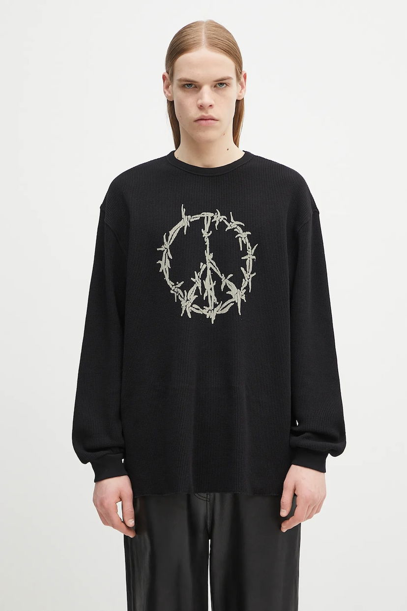 Тениска Aries Peace Press Gothic Waffle Long Sleeve Tee Черно | AR6003903