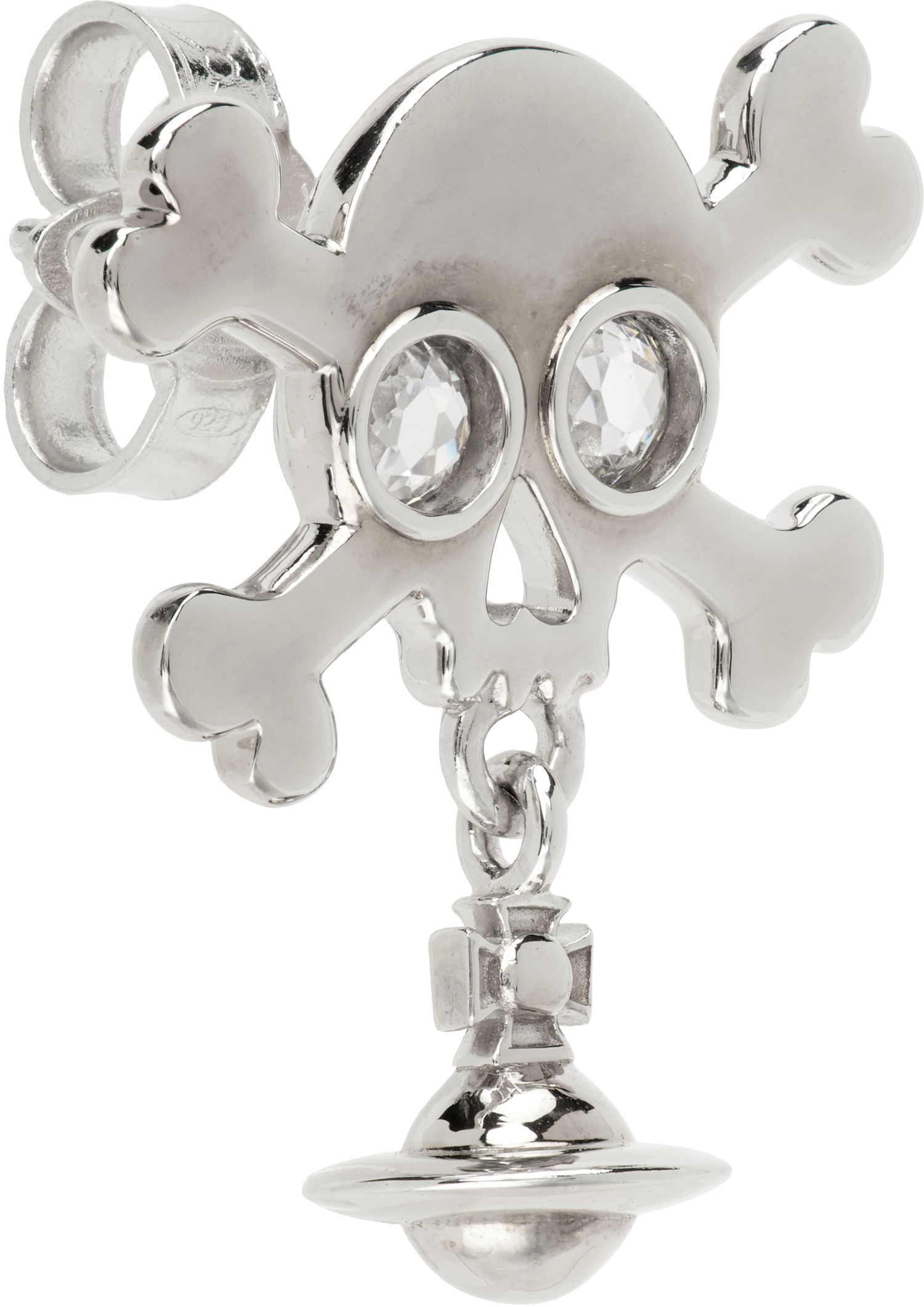 Обеци Vivienne Westwood Vivienne Westwood Franklin Skull Single Stud Earring with Crystals Металик | 6201036J-01P102-, 1