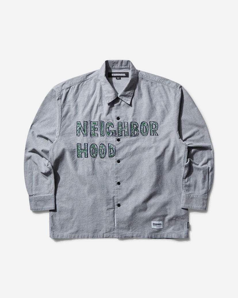 Риза Neighborhood Embroidered Longsleeve Shirt Сиво | 242AQNH-SHM05 BK