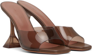 Аксесоари Amina Muaddi Amina Muaddi Lupita Glass Slipper Heeled Sandals Кафяво | LUPITA GLASS SLIPPER, 3