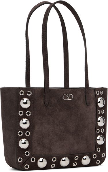 Голяма пазарска чанта Valentino Mini Nellcôte Studded Suede Tote Кафяво | 7W2B0R89JET, 1