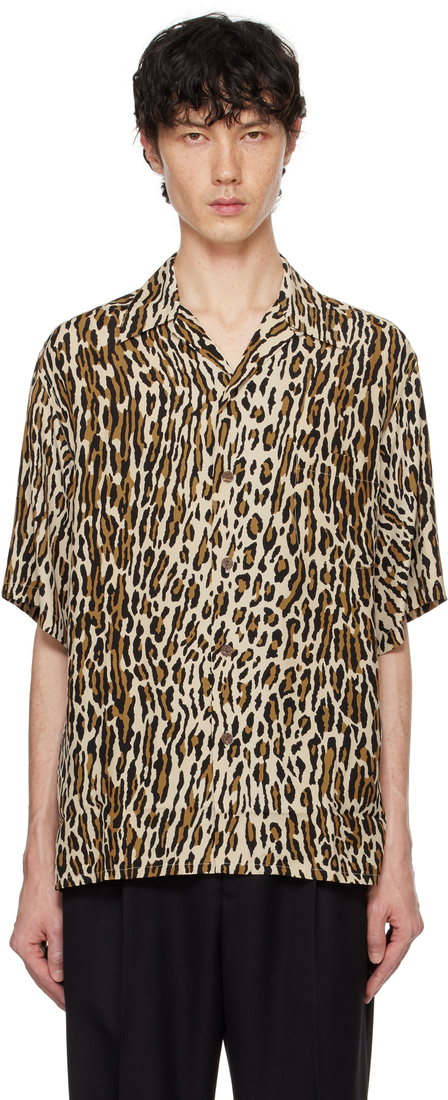 Риза WACKO MARIA WACKO MARIA Leopard Print Shirt Бежово | 24FWE-WMS-HI01, 0