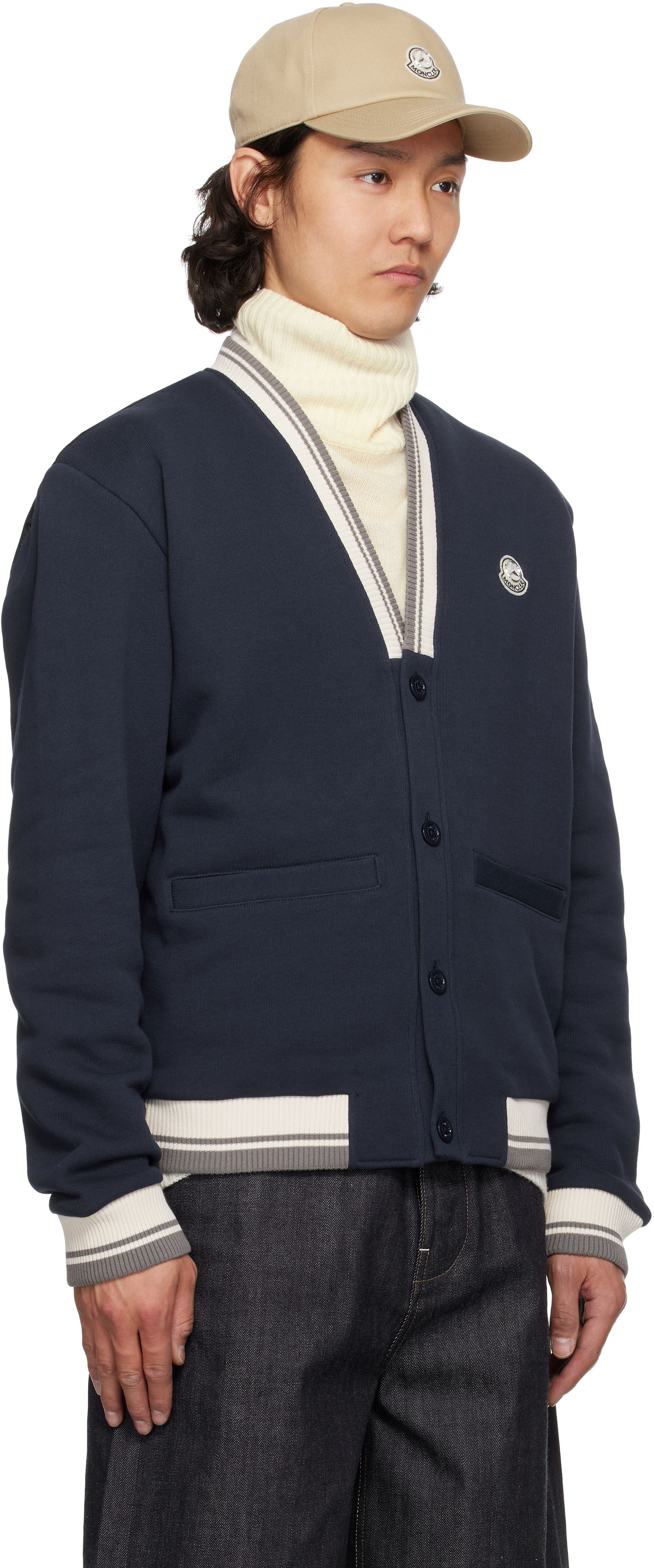 Пуловер Moncler Moncler Genius Mercedes-Benz by NIGO Sweatshirt Cardigan Тъмно синьо | K14018G0000589AWV, 1