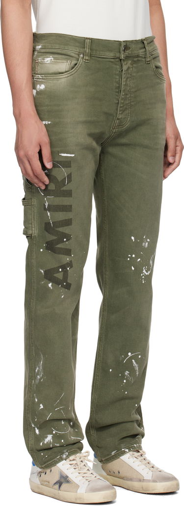 Дънки AMIRI AMIRI Army Logo Painted Slim Workman Jeans Зелено | AMDNSM1018, 1