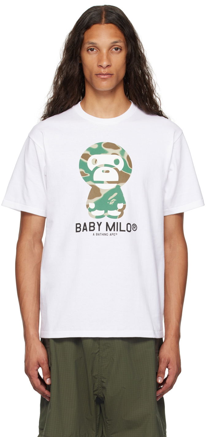 Тениска BAPE BAPE White Liquid Camo Baby Milo T-Shirt Бяло | 002TEK301007M