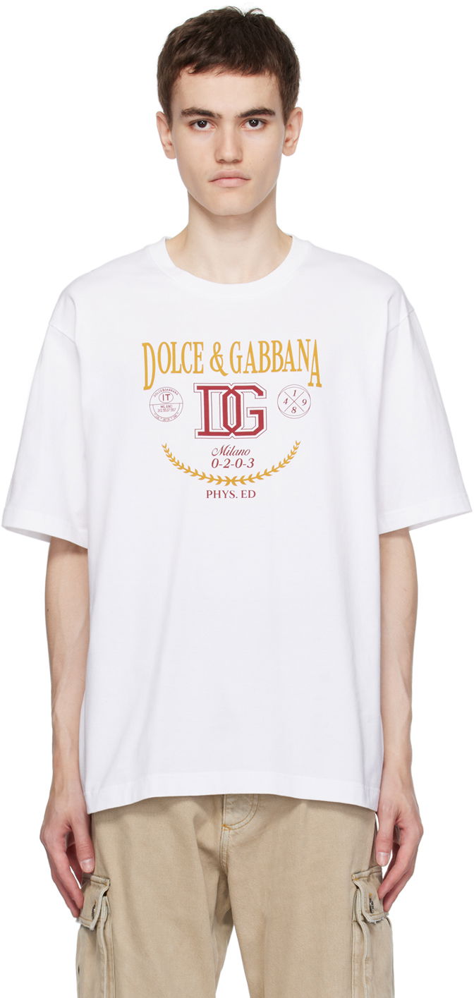 Тениска Dolce & Gabbana White Printed T-Shirt Бяло | G8PN9TG7J5Z, 0