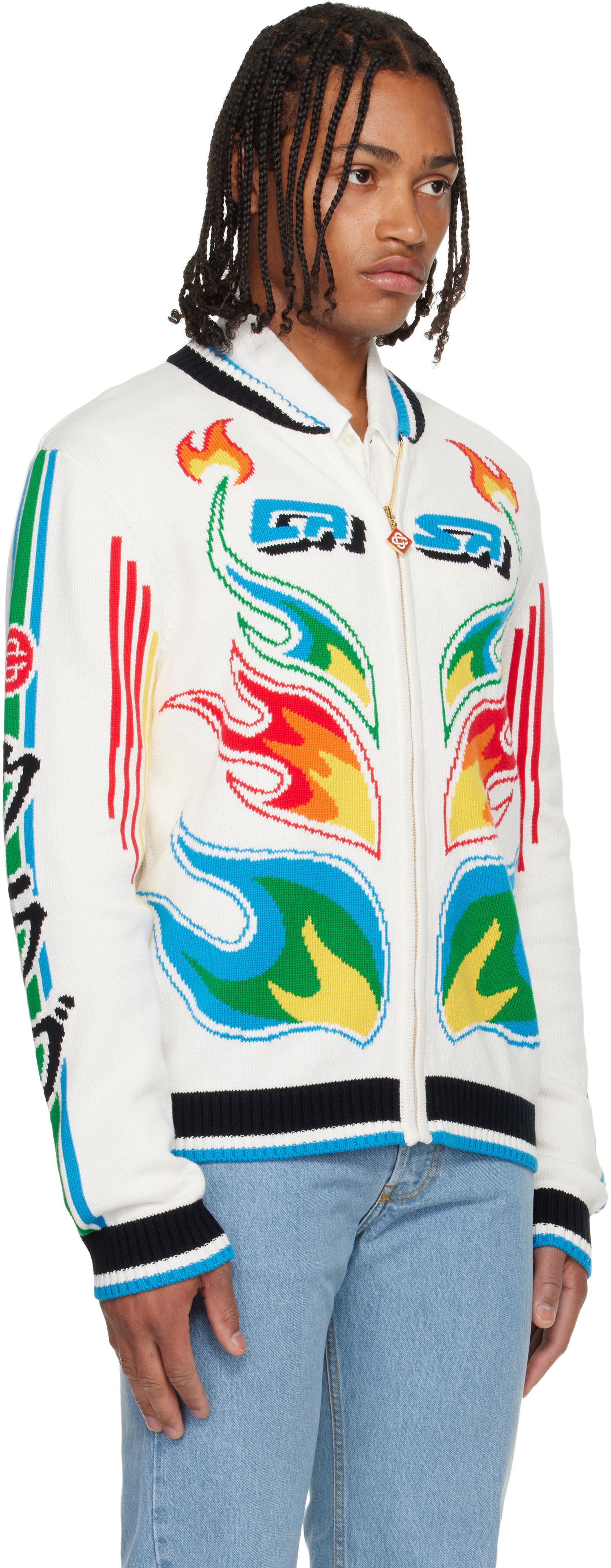 Яке бомбър Casablanca Flame Laurel Cotton Knit Casa Club Jacket Многоцветен | M-AW25-KW-1100-01, 1