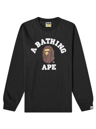 Тениска BAPE Long Sleeve College Tee Черно | 001LTI801011M-BLK