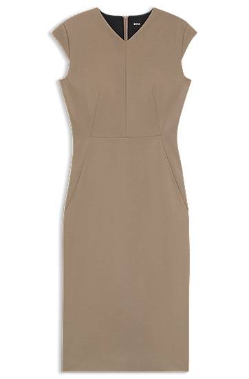Pокля BOSS Cap-Sleeve Stretch Dress Бежово | 50541987, 0