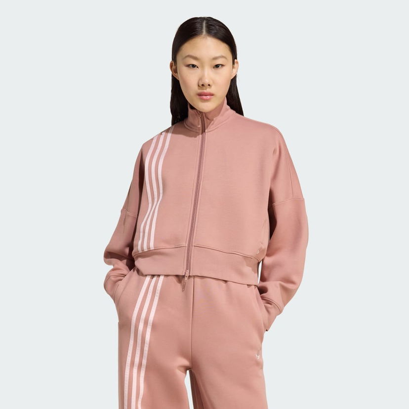 Суитчър adidas Performance 3-Stripes Zip-Up Cropped Sweatshirt Розово | JW3609
