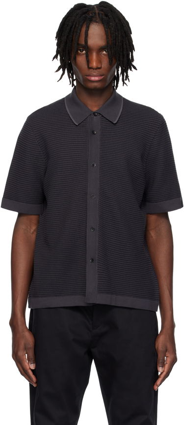 Поло тениска rag & bone Rag & Bone Harvey Striped Jacquard Knit Polo Черно | MBS25S025BC25, 0