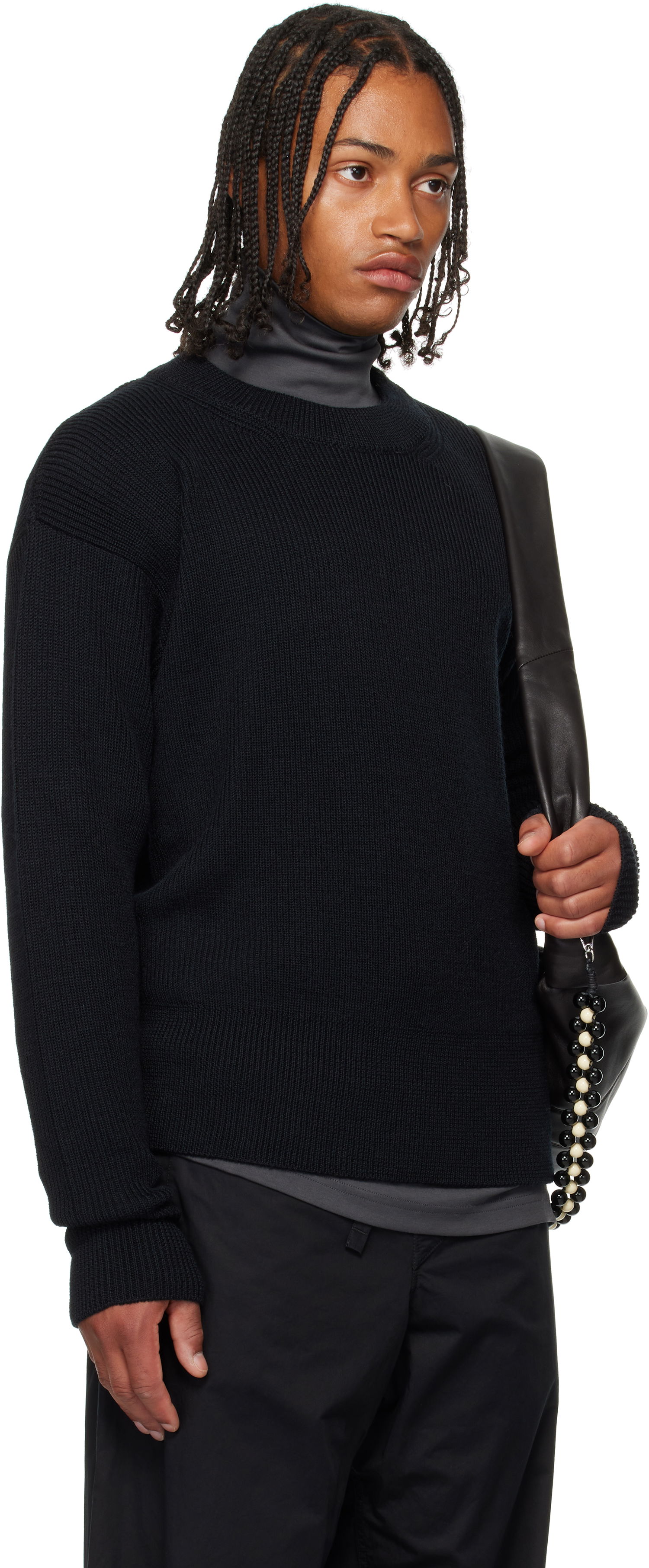 Пуловер LEMAIRE LEMAIRE Boxy Round Neck Sweater Черно | TO1419 LK1042, 1