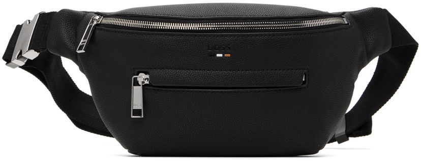 Раници и чанти BOSS Black Grained Faux-Leather Pouch Черно | 50523434