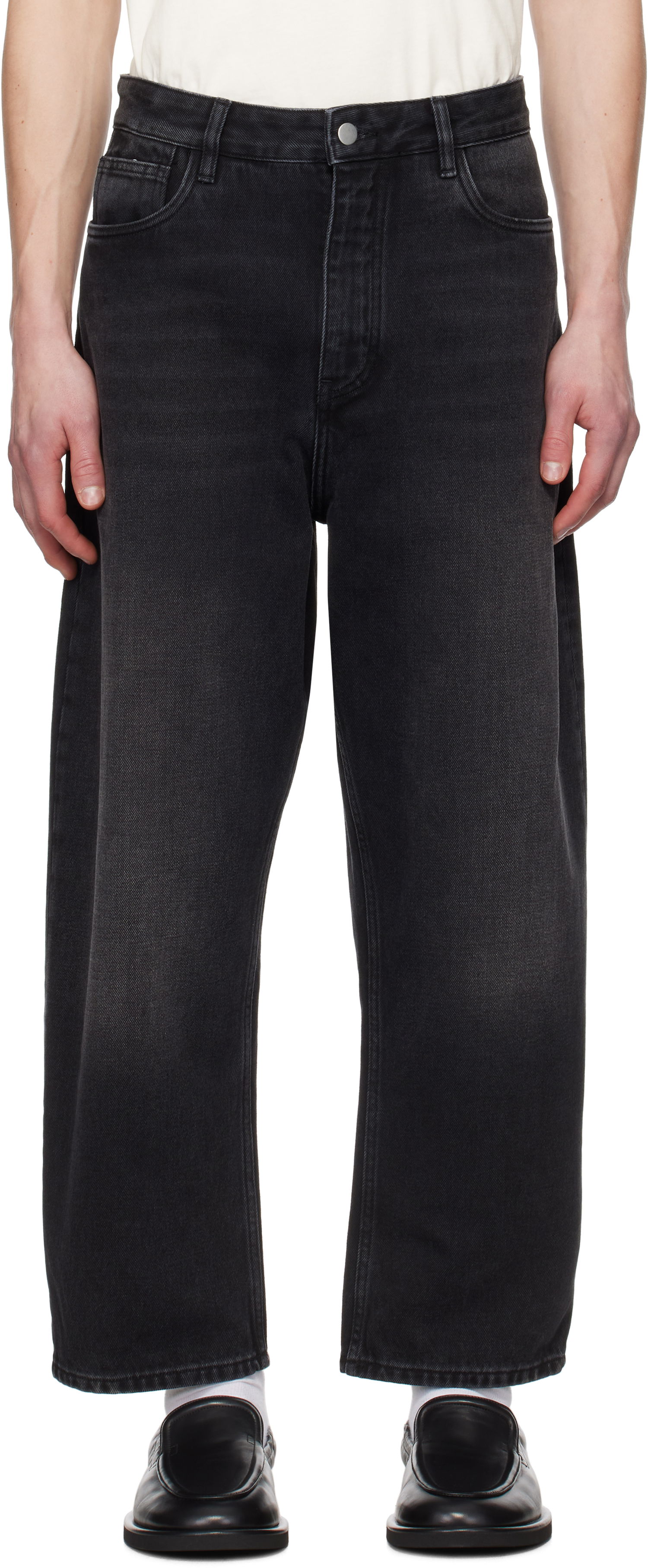 Дънки Studio Nicholson Studio Nicholson Land Jeans Черно | LAND SNM - 1111, 0