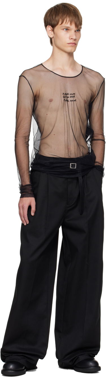 Тениска Ann Demeulemeester Ann Demeulemeester 'Angel Divine' Sheer Long Sleeve T-Shirt Черно | B0013163-FA585-099, 3