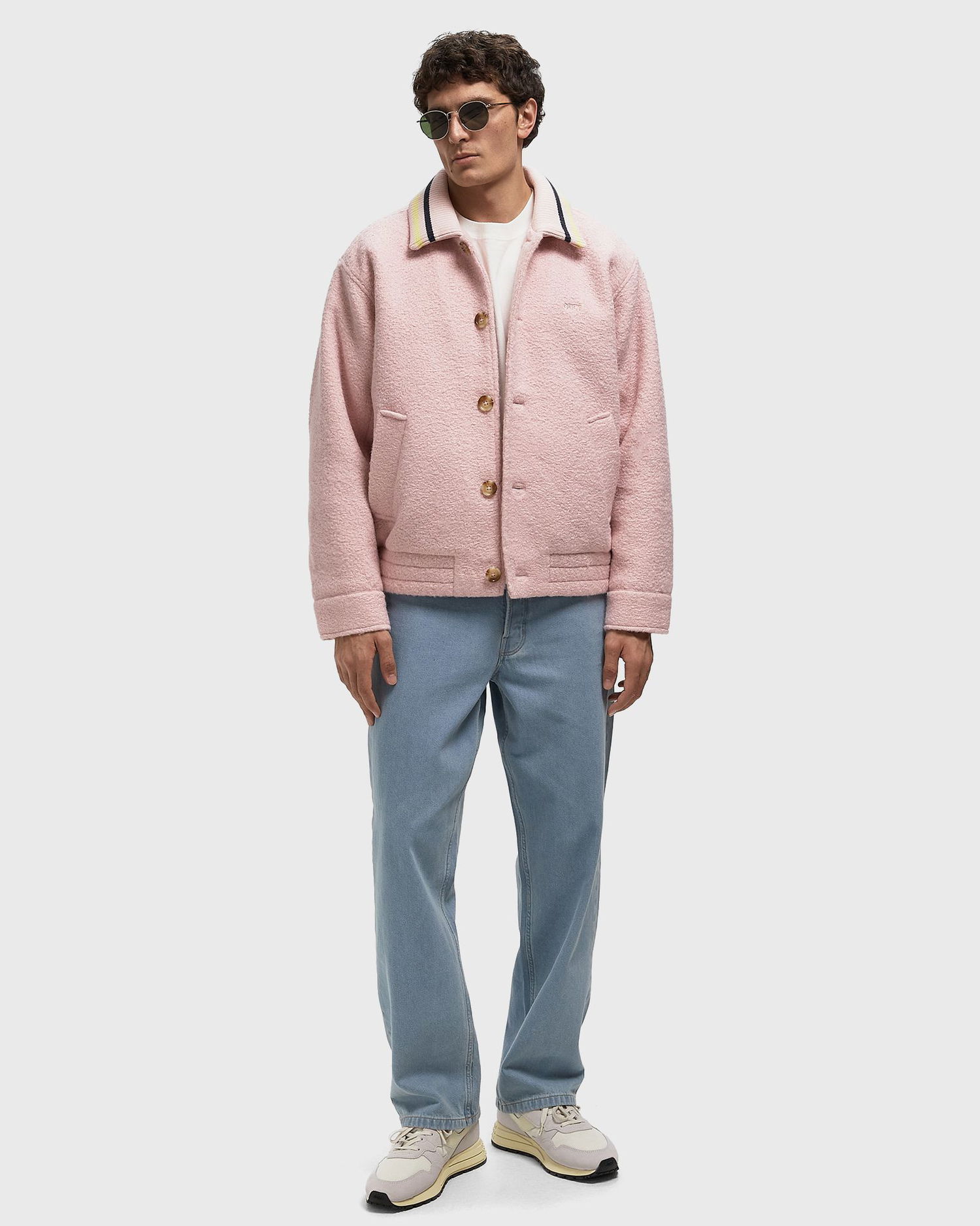 Яке бомбър OBEY Arden Blouson Jacket with Striped Ribbed Collar Розово | 121800603-PLL, 1