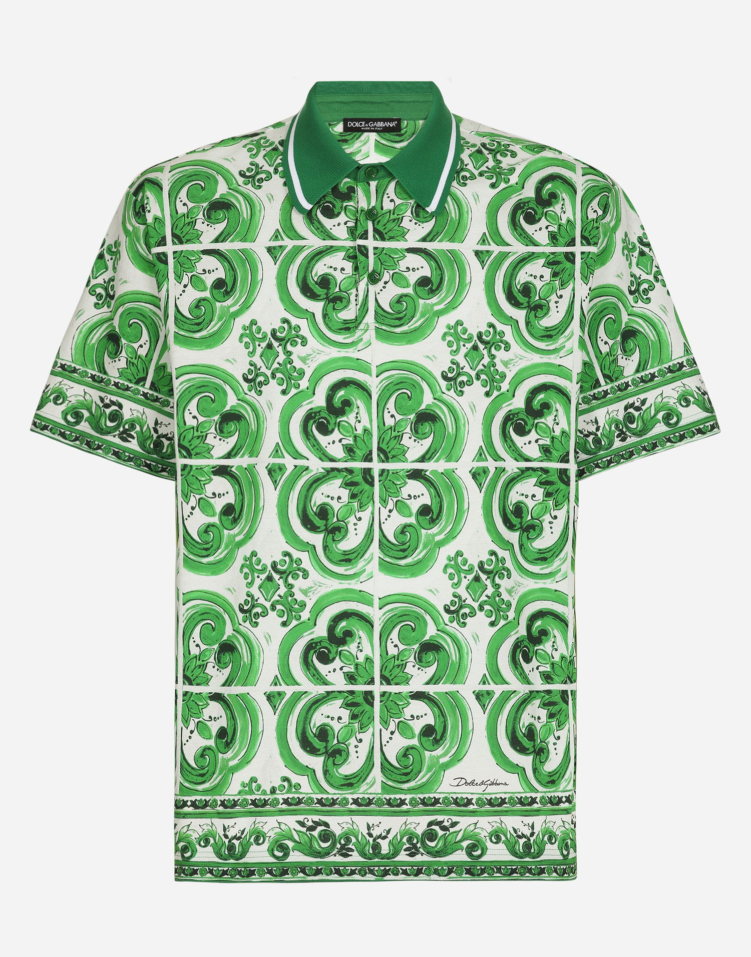 Поло тениска Dolce & Gabbana Majolica Print Cotton Polo Shirt Зелено | G8RV9TII7CZHU3TN, 0