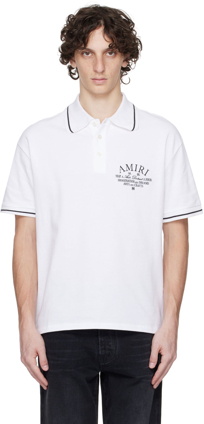 Поло тениска AMIRI Amiri Arts District Polo Бяло | AMJYPO1008