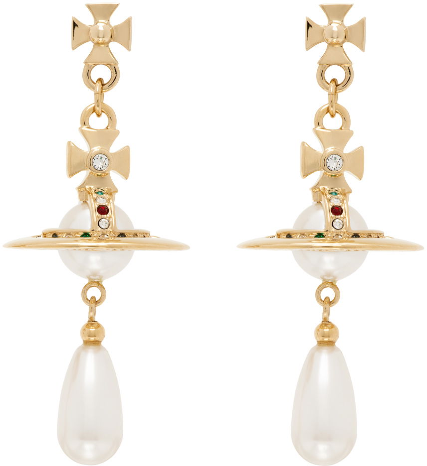 Обеци Vivienne Westwood Pearl Drop Earrings Металик | 62020034-R118-CN, 0