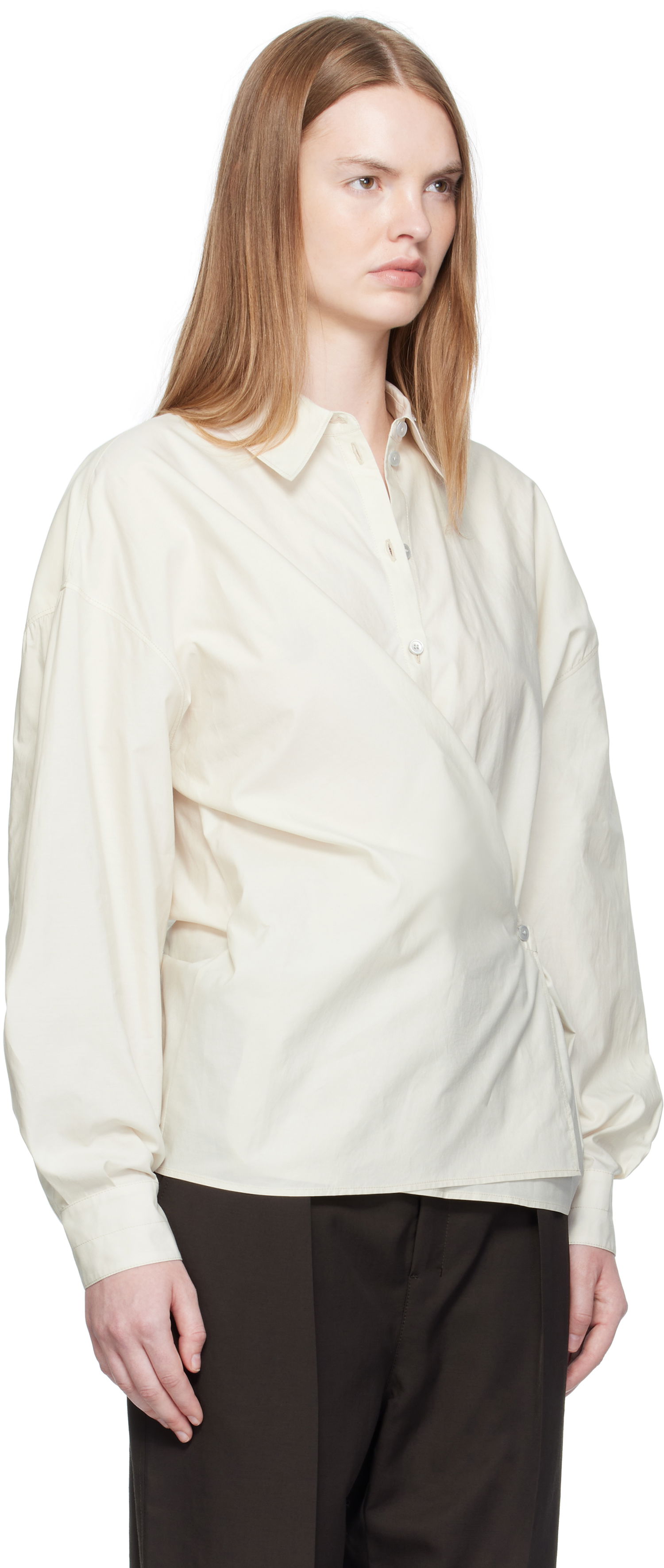 Риза LEMAIRE Straight Collar Twisted Shirt Бяло | SH1141 LF1500, 1