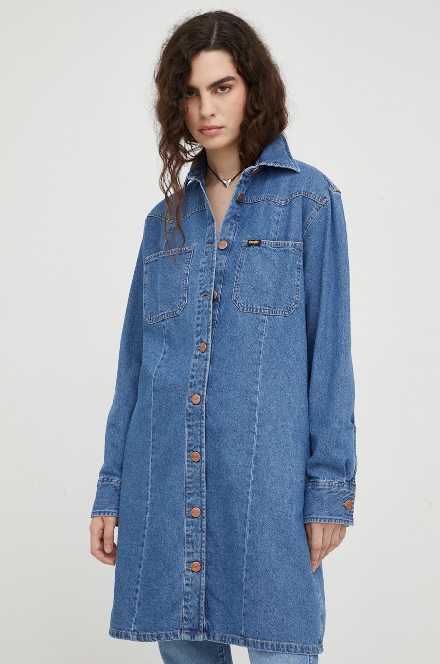 Pокля Wrangler Western Denim Dress Синьо | W24JLLX8E, 0