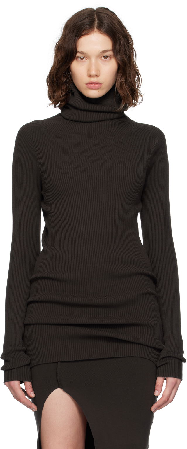 Rick Owens Ribbed Knit Turtleneck Top