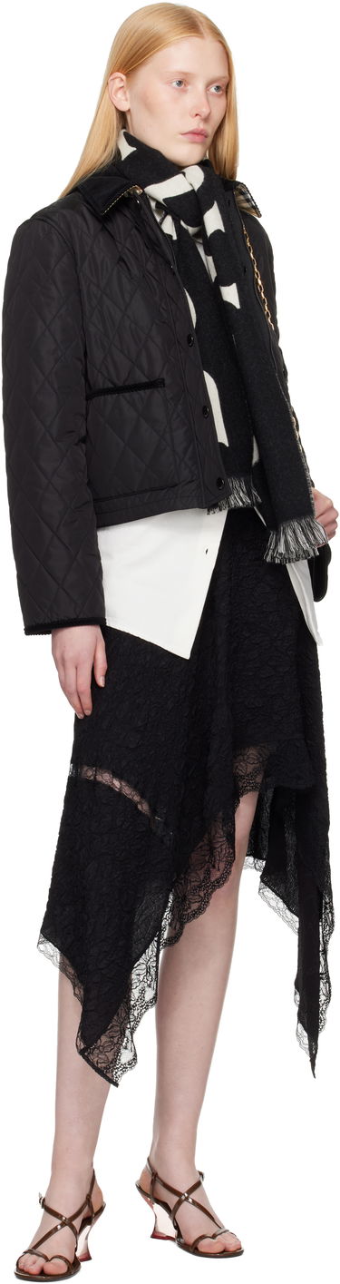 Шал Burberry Burberry Text Wool Scarf Черно | 8109563, 4
