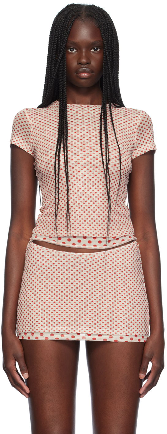 Пола Miaou Miaou Mini Polka Dot T-Shirt Бежово | 7184PM2WPD, 0