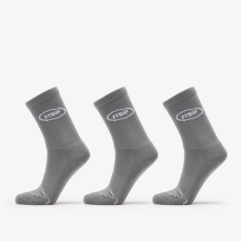 Чорапи Footshop Basic Crew Socks 3-Pack Grey Сиво | FTSHP_359