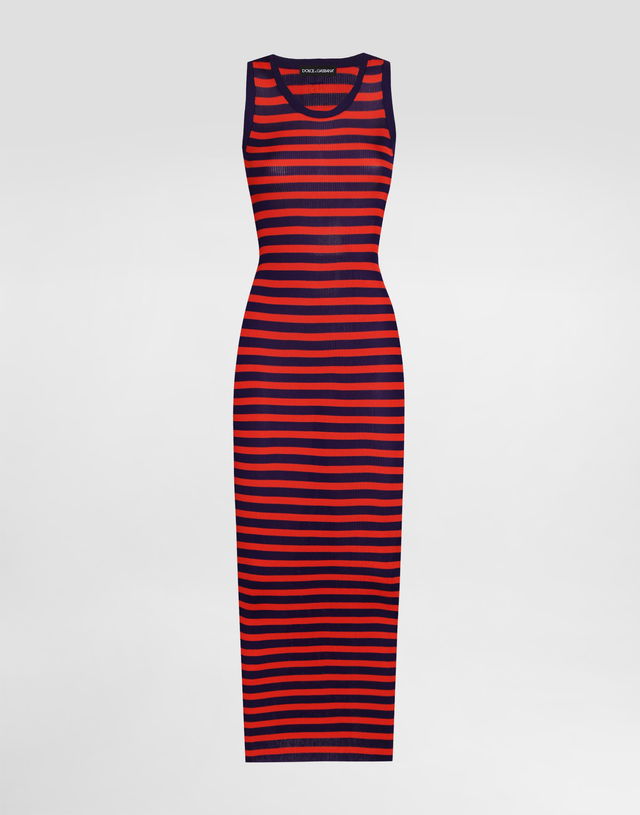 Dolce & Gabbana Ribbed Viscose Striped Tank Dress