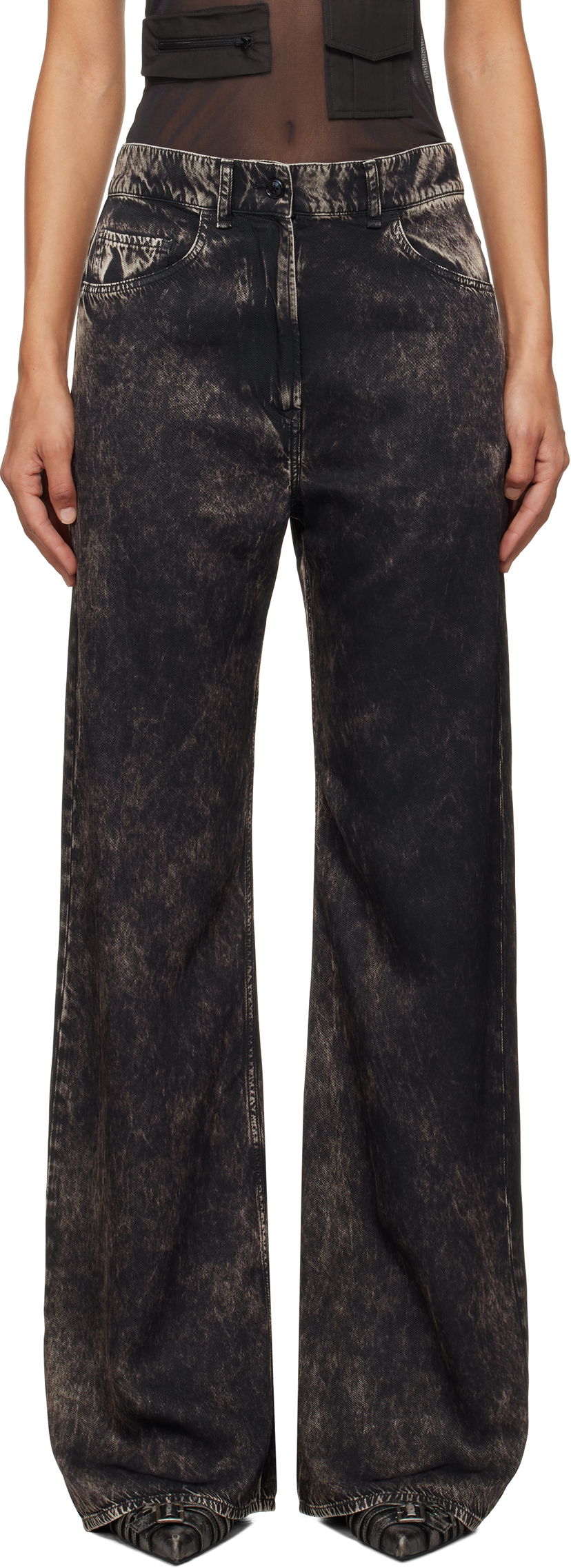 Панталони Acne Studios Printed Trousers Черно | AK0840-