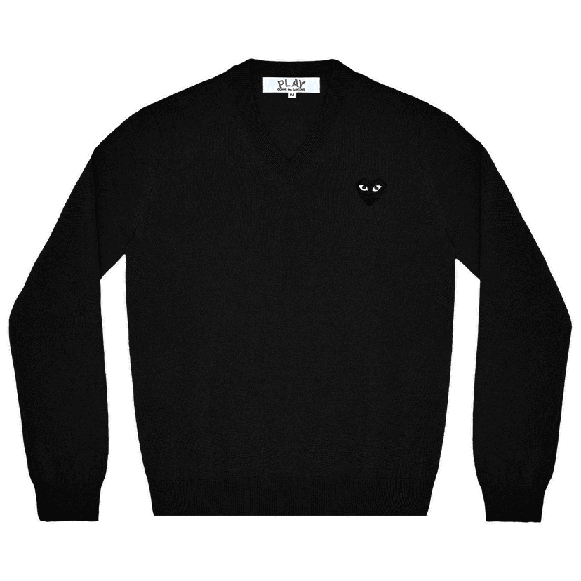 Пуловер Comme des Garçons PLAY Heart V-Neck Pullover Черно | AZ N017 051 1