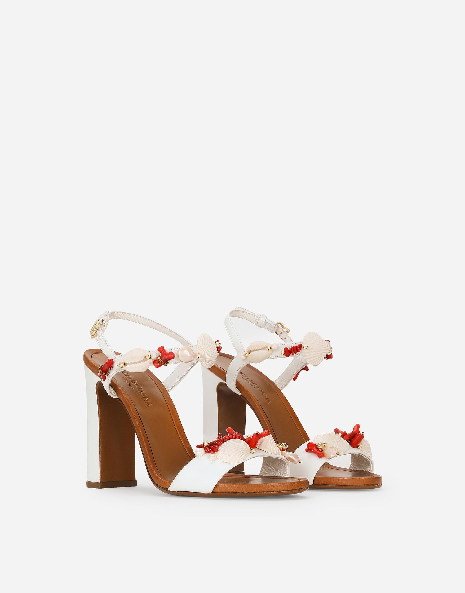 Кецове и обувки Dolce & Gabbana Nappa Leather Sandals With Coral Embroidery Бяло | CR1747AW1168V135, 1