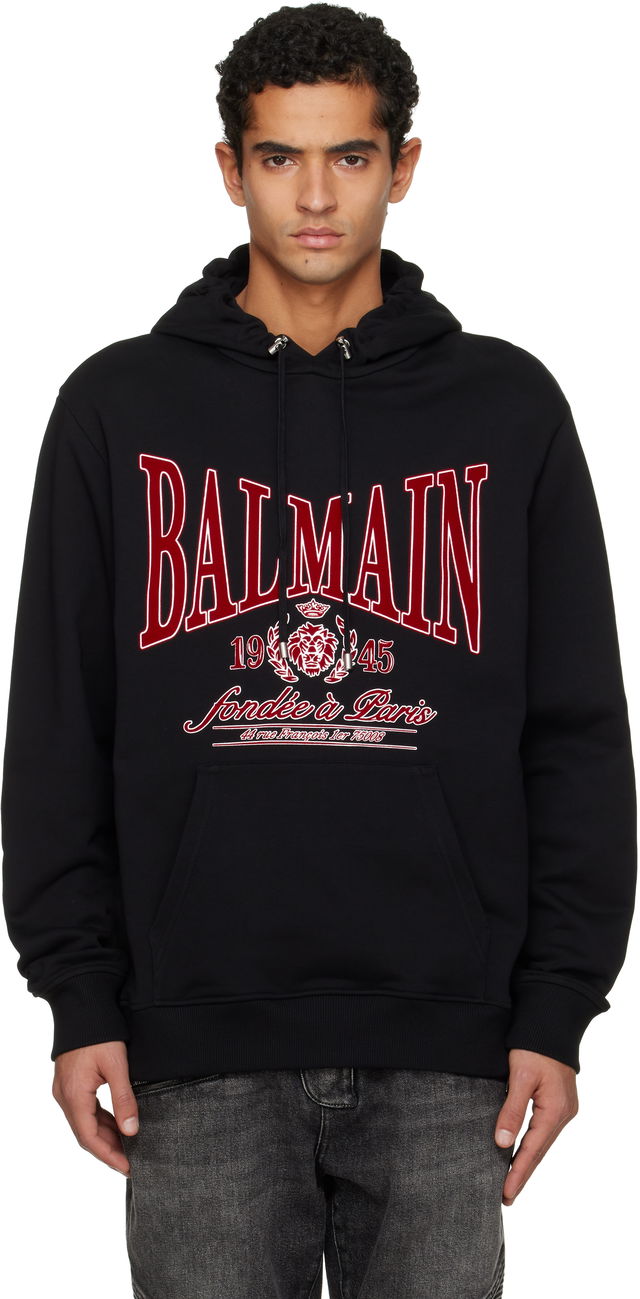 Flocked 'Balmain' College Hoodie