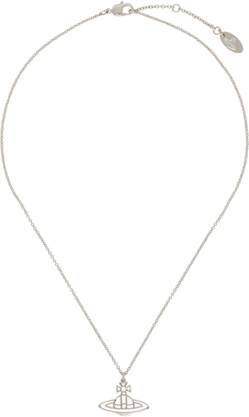 Колие Vivienne Westwood Thin Lines Short Flat Orb Pendant Necklace Металик | 63020260-02W003-CN