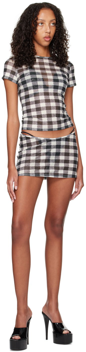 Пола Miaou Miaou Elektra Gingham Print Miniskirt Многоцветен | 4014PM2TAT, 3