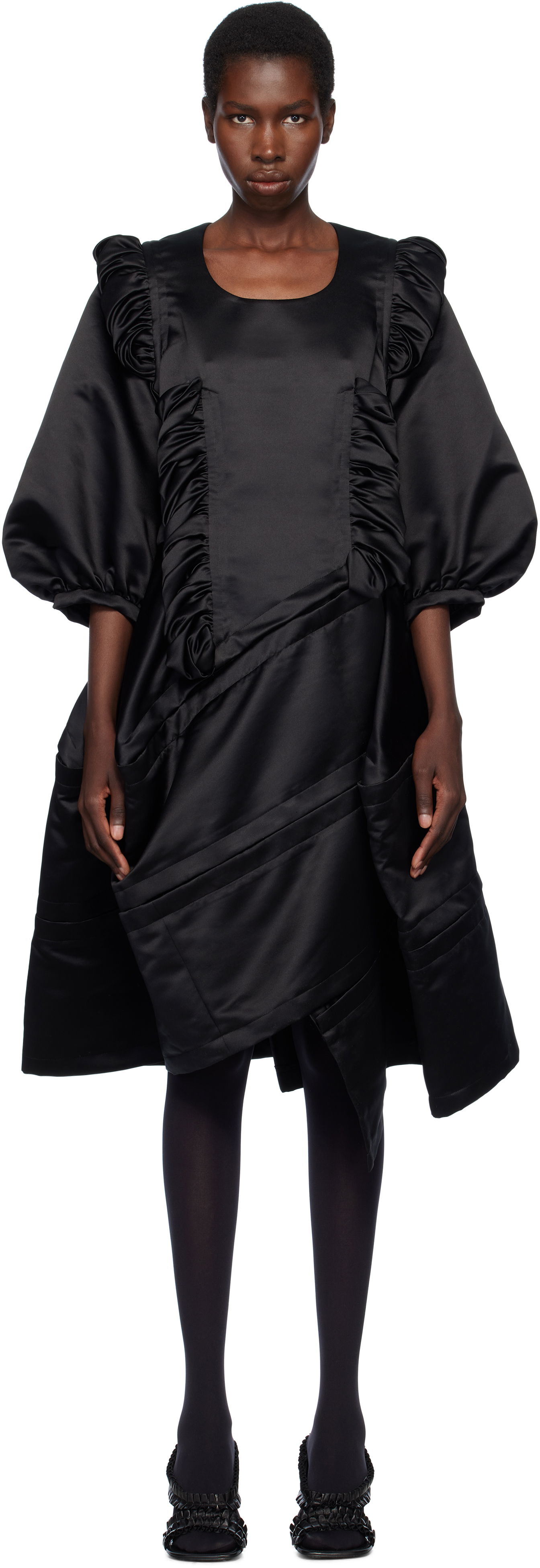 Pокля Comme des Garçons Comme des Garçons Satin Midi Dress Черно | RO-O006-S25, 0