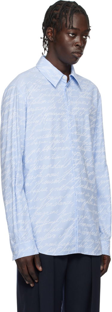 Риза Balmain Love Letter Print Shirt Синьо | EH1HS405CF82, 1