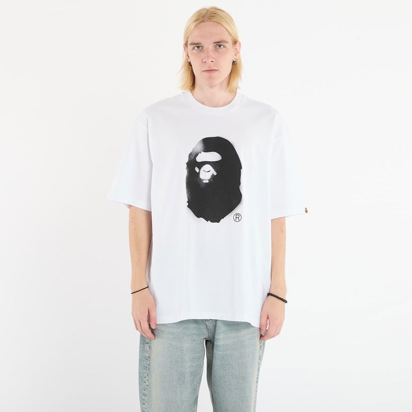 Тениска BAPE Spray Print Ape Head Relaxed Fit T-Shirt Бяло | 001TEL801334MWHT