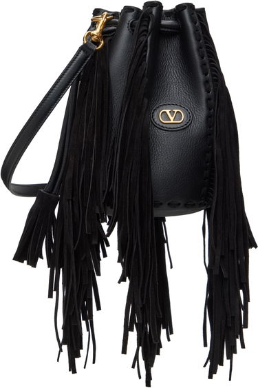 Дамска чанта Valentino Valentino Garavani Nellcôte Small Fringed Bucket Bag Черно | 6W2B0R28LUJ, 1